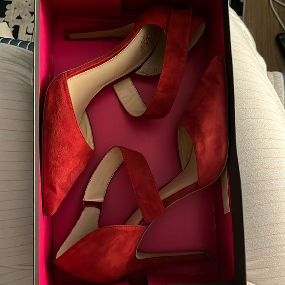 Red Charlotte Point Toe Heels - Picture 1 of 4